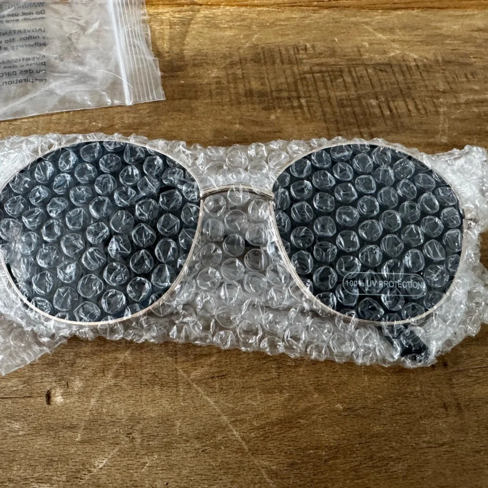 NEW PrettyLittleThing Black Good Dangly Chain Detail Round Frame Sunglasses